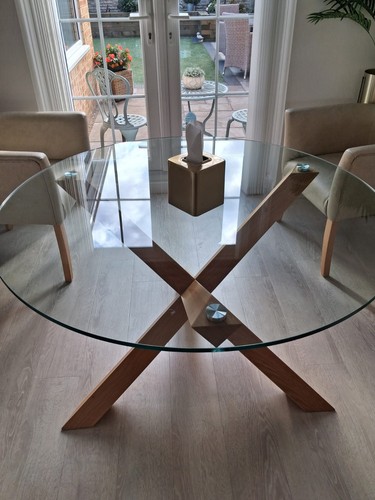 Glass wooden dinning table - glass,